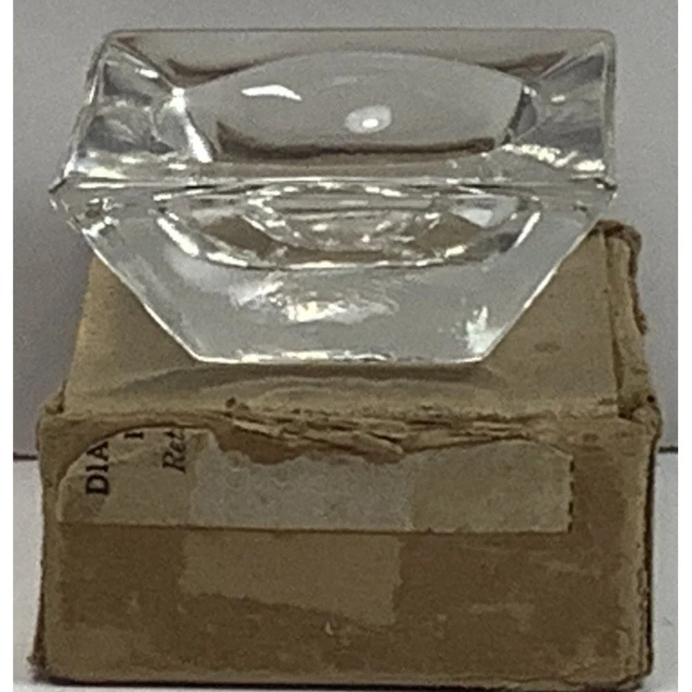 Vintage Clear Glass Individual Open Salt‎ Cellar, Square The Berg Collection